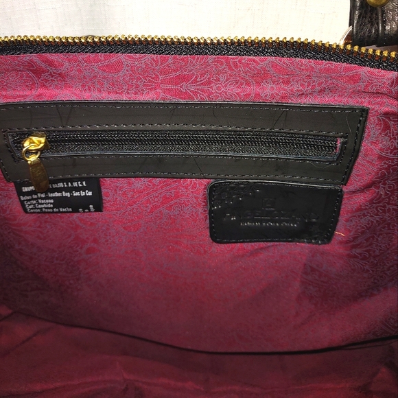 AngeLozano Flora Engraved Leather Tote with Floral Loom - Picture 10 of 16